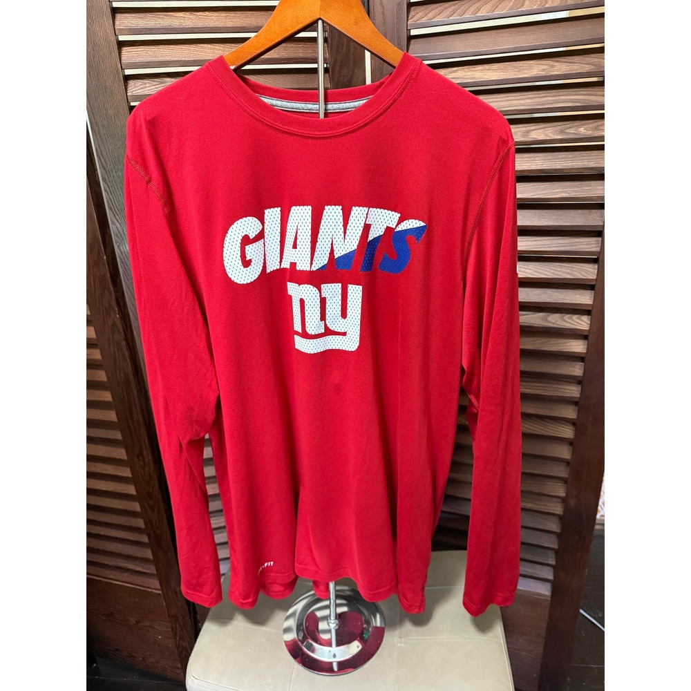Nike New York Giants NFL Training Dri-FIT Long Sleeve Shirt Mens XL Red
